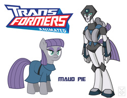 Size: 3300x2550 | Tagged: safe, artist:inspectornills, maud pie, earth pony, pony, robot, g4, crossover, female, high res, mare, simple background, transformares, transformerfied, transformers, transformers animated, white background