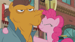 Size: 960x540 | Tagged: safe, screencap, brickhouse, pinkie pie, earth pony, pony, g4, the gift of the maud pie, animated, discovery family logo, female, loop, male, mare, snorting, stallion