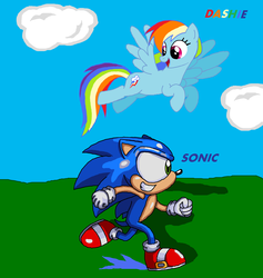 Size: 2968x3128 | Tagged: safe, artist:sparklesthestarfox, rainbow dash, g4, crossover, high res, male, sonic the hedgehog, sonic the hedgehog (series)