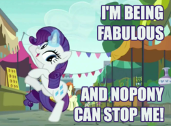 Size: 530x390 | Tagged: safe, screencap, rarity, g4, the gift of the maud pie, behaving like pinkie pie, female, image macro, meme, solo, text
