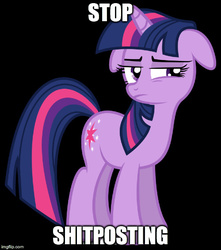 Size: 500x566 | Tagged: safe, twilight sparkle, g4, female, image macro, meme, reaction image, solo