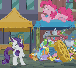 Size: 591x531 | Tagged: safe, screencap, pinkie pie, rarity, g4, the gift of the maud pie, animated, female, loop