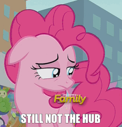 Size: 663x691 | Tagged: safe, screencap, pinkie pie, g4, the gift of the maud pie, animated, discovery family, discovery family logo, female, hub drama, loop, poor pinkie pie, the hub