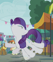 Size: 639x738 | Tagged: safe, screencap, pegasus olsen, peggy holstein, rarity, g4, the gift of the maud pie, animated, behaving like pinkie pie, female, floating, loop