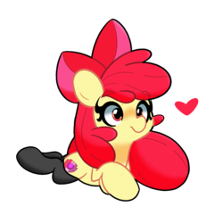 Size: 1300x1300 | Tagged: safe, artist:turtlefarminguy, apple bloom, g4, adorabloom, backwards cutie mark, clothes, cute, cutie mark, female, heart, simple background, socks, solo, the cmc's cutie marks, thigh highs, transparent background