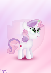 Size: 1024x1448 | Tagged: safe, artist:mlp-sugarsnap, sweetie belle, g4, backwards cutie mark, cutie mark, female, magic, open mouth, solo, the cmc's cutie marks, watermark