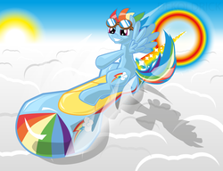 Size: 1224x940 | Tagged: safe, artist:dekomaru, rainbow dash, g4, cloud, crossover, extreme gear, female, goggles, solo, sonic riders, sonic the hedgehog (series)