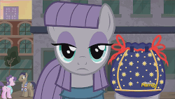 Size: 960x540 | Tagged: safe, screencap, maud pie, suri polomare, winning goal, g4, the gift of the maud pie, animated, blinking, discovery family logo, female, loop, pouch, rock pouch