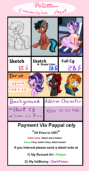 Size: 3057x5900 | Tagged: safe, artist:potzm, starlight glimmer, sunburst, oc, oc:lawyshadow, pony, unicorn, g4, blushing, butt, commission, commission info, female, floppy ears, food, heart, heart eyes, male, mare, on side, plot, popcorn, sitting, stallion, wingding eyes