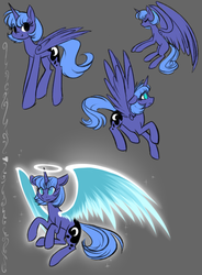Size: 750x1020 | Tagged: safe, artist:cosmalumi, princess luna, pony, g4, alternate hairstyle, glowing eyes, halo, s1 luna, solo, woona