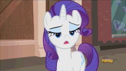 Size: 1280x720 | Tagged: safe, screencap, rarity, g4, the gift of the maud pie, animated, confused, discovery family logo, female, looking at you, solo, surprised