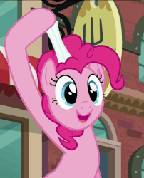 Size: 437x540 | Tagged: safe, screencap, pinkie pie, earth pony, pony, g4, season 6, the gift of the maud pie, animated, female, gif, hammerspace, hammerspace hair, mare, pinkie's magic hair, solo