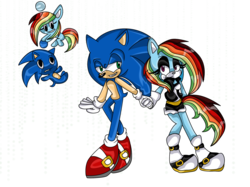 Size: 2160x1613 | Tagged: safe, artist:eternityspark, rainbow dash, chao, anthro, plantigrade anthro, g4, crossover, kiriban, male, simple background, sonic the hedgehog, sonic the hedgehog (series), sonicified, species swap, transparent background