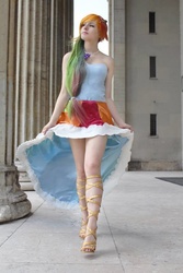 Size: 493x740 | Tagged: safe, artist:lewyko, rainbow dash, human, g4, clothes, cosplay, costume, irl, irl human, photo