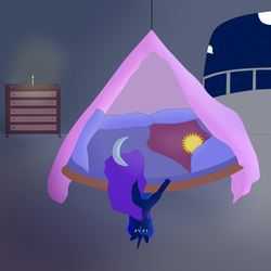 Size: 3000x3000 | Tagged: safe, artist:coruscare, princess luna, g4, bed, high res