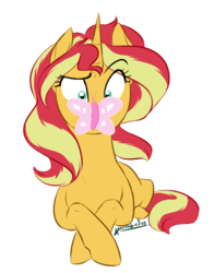 Size: 507x648 | Tagged: safe, artist:kourabiedes, sunset shimmer, butterfly, pony, unicorn, g4, crossed legs, cute, female, raised eyebrow, shimmerbetes, simple background, solo, transparent background
