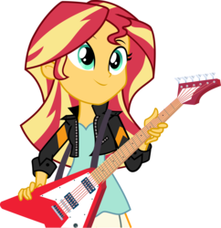 Size: 3354x3470 | Tagged: safe, artist:keronianniroro, sunset shimmer, equestria girls, g4, my little pony equestria girls: friendship games, clothes, cute, electric guitar, female, guitar, high res, inkscape, leather jacket, musical instrument, rock (music), shimmerbetes, simple background, solo, sunset shredder, transparent background, vector