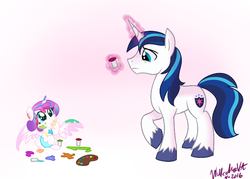 Size: 700x500 | Tagged: dead source, safe, artist:wubcakeva, princess flurry heart, shining armor, g4, cute, diabetes, father and daughter, flurrybetes, hnnng, weapons-grade cute