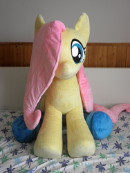 Size: 1488x1984 | Tagged: safe, artist:qtpony, fluttershy, g4, cropped, irl, life size, photo, plushie, solo