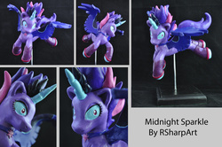 Size: 1024x680 | Tagged: safe, artist:rsharpart, sci-twi, twilight sparkle, pony, equestria girls, g4, my little pony equestria girls: friendship games, craft, equestria girls ponified, female, midnight sparkle, ponified, sculpture, solo