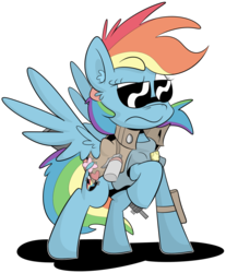 Size: 1383x1674 | Tagged: dead source, safe, artist:jittery-the-dragon, rainbow dash, comic:lesbian horse police, g4, alternate universe, clothes, female, flashbang, implied flutterdash, pepper spray, police uniform, raised hoof, simple background, solo, sunglasses, transparent background