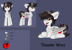 Size: 4492x3093 | Tagged: safe, oc, oc only, oc:thunder wave, pony, vampony, chest fluff, fangs, looking at you, reference sheet, solo, tongue out, underhoof, wink