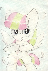 Size: 696x1032 | Tagged: safe, artist:slightlyshade, blossomforth, pony, g4, bipedal, female, solo, traditional art, watercolor painting