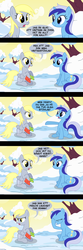 Size: 1000x3000 | Tagged: safe, artist:countdoofus, derpy hooves, minuette, pegasus, pony, g4, boots, comic, dialogue, facehoof, female, mare, snow, swedish, translation, winter