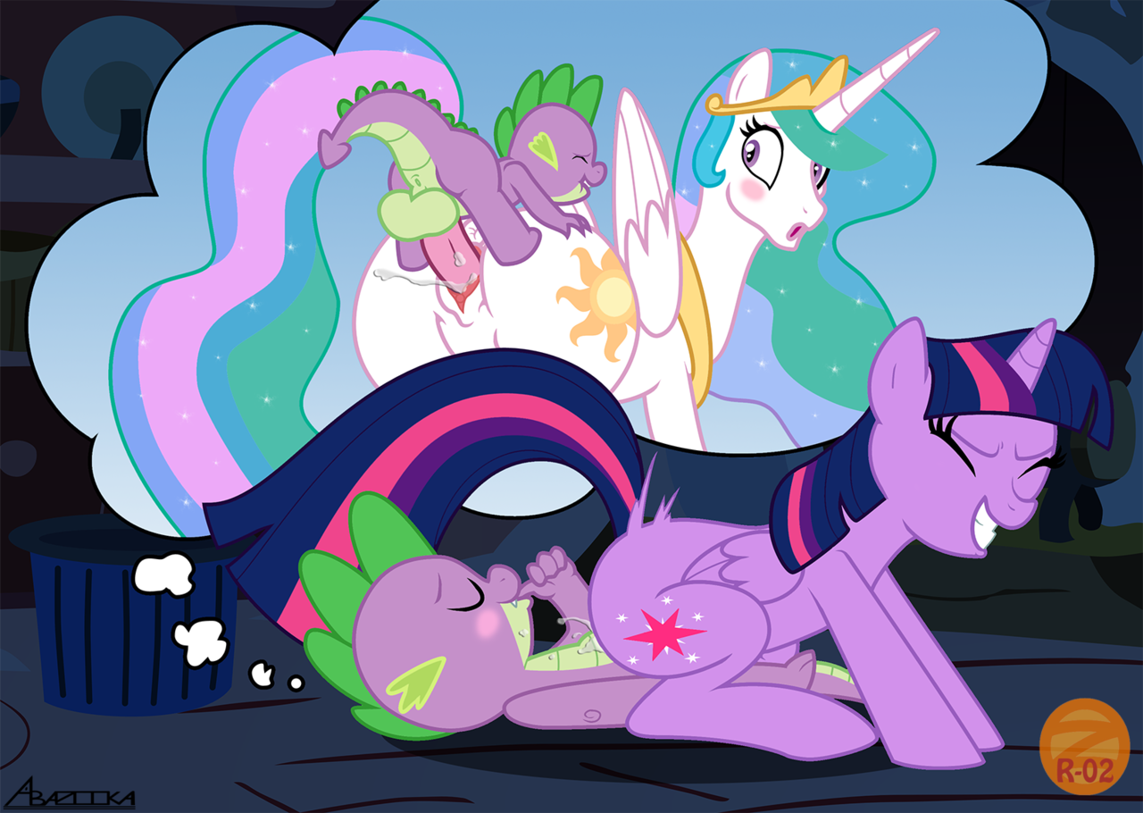 #1136605 - explicit, artist:zetar02, princess celestia, spike, twilight spa...