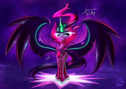 Size: 1200x848 | Tagged: safe, artist:light262, sci-twi, twilight sparkle, pony, equestria girls, g4, my little pony equestria girls: friendship games, 30 minute art challenge, armor, digital painting, equestria girls ponified, female, glowing eyes, mare, midnight sparkle, ponified, signature, solo
