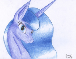 Size: 3130x2436 | Tagged: safe, artist:gree3, princess luna, g4, female, high res, solo, traditional art