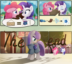 Size: 1920x1700 | Tagged: safe, artist:scootiebloom, maud pie, pinkie pie, rarity, earth pony, pony, unicorn, g4, the gift of the maud pie, alternate ending, comic, good end, logic, manehattan, pointy ponies, rock pouch