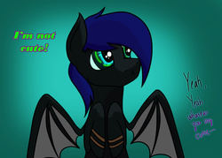 Size: 2100x1500 | Tagged: safe, artist:viennaarts, oc, oc only, oc:sicarius, bat pony, pony, :<, annoyed, i'm not cute, solo, spread wings