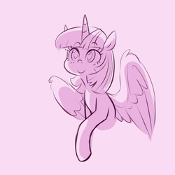 Size: 750x750 | Tagged: safe, artist:craftykraken, twilight sparkle, alicorn, pony, g4, female, mare, monochrome, simple background, solo, twilight sparkle (alicorn)