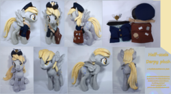 Size: 3400x1875 | Tagged: safe, artist:doublebackstitcharts, derpy hooves, pegasus, pony, g4, female, irl, mailbag, mailmare, mare, photo, plushie, solo
