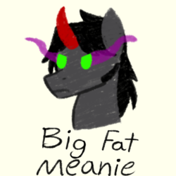 Size: 750x750 | Tagged: safe, artist:ceejayponi, king sombra, ask king sombra, g4, big fat meanie, crayon, cute, haters gonna hate, new student starfish, sombradorable, spongebob squarepants