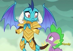 Size: 679x479 | Tagged: safe, screencap, princess ember, spike, dragon, g4, gauntlet of fire, discovery family logo