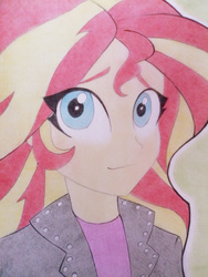 Size: 1024x1365 | Tagged: safe, artist:souladdicted, part of a set, sunset shimmer, equestria girls, g4, bust, female, portrait, sketch, solo, traditional art