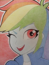 Size: 1024x1365 | Tagged: safe, artist:souladdicted, part of a set, rainbow dash, equestria girls, g4, bust, female, portrait, sketch, solo, traditional art