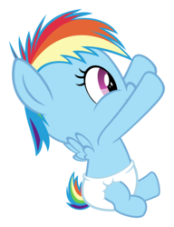 Size: 2303x3000 | Tagged: safe, artist:sollace, rainbow dash, pony, g4, baby, baby pony, cute, diaper, female, filly, filly rainbow dash, foal, high res, show accurate, simple background, sitting, solo, transparent background, vector, younger