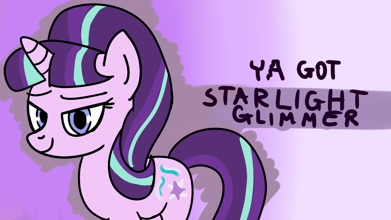 1137117 - safe, artist:jbond, starlight glimmer, pony, unicorn, banned from  equestria daily, g4, female, mare, parody, solo, splash art, text, ya got -  Derpibooru