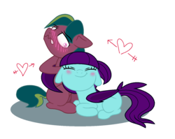 Size: 1218x970 | Tagged: safe, artist:lieutenantkyohei, oc, oc only, oc:high pitch, oc:solace myst, bat pony, pony, blushing, colt, cute, embarrassed, eyes closed, female, filly, floppy ears, gritted teeth, heart, love, male, nuzzling, prone, shipping, simple background, sitting, smiling, straight, transparent background, valentine's day, wavy mouth, wide eyes