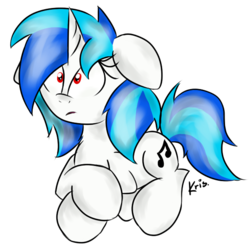 Size: 593x595 | Tagged: safe, artist:kristysk, dj pon-3, vinyl scratch, g4, female, floppy ears, red eyes, solo, wrong eye color