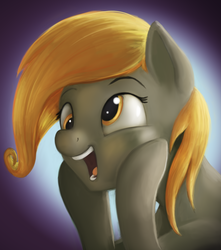 Size: 2233x2527 | Tagged: safe, artist:starblaze25, derpy hooves, pegasus, pony, g4, alternate hairstyle, female, high res, hooves on cheeks, mare, open mouth, open smile, smiling, solo