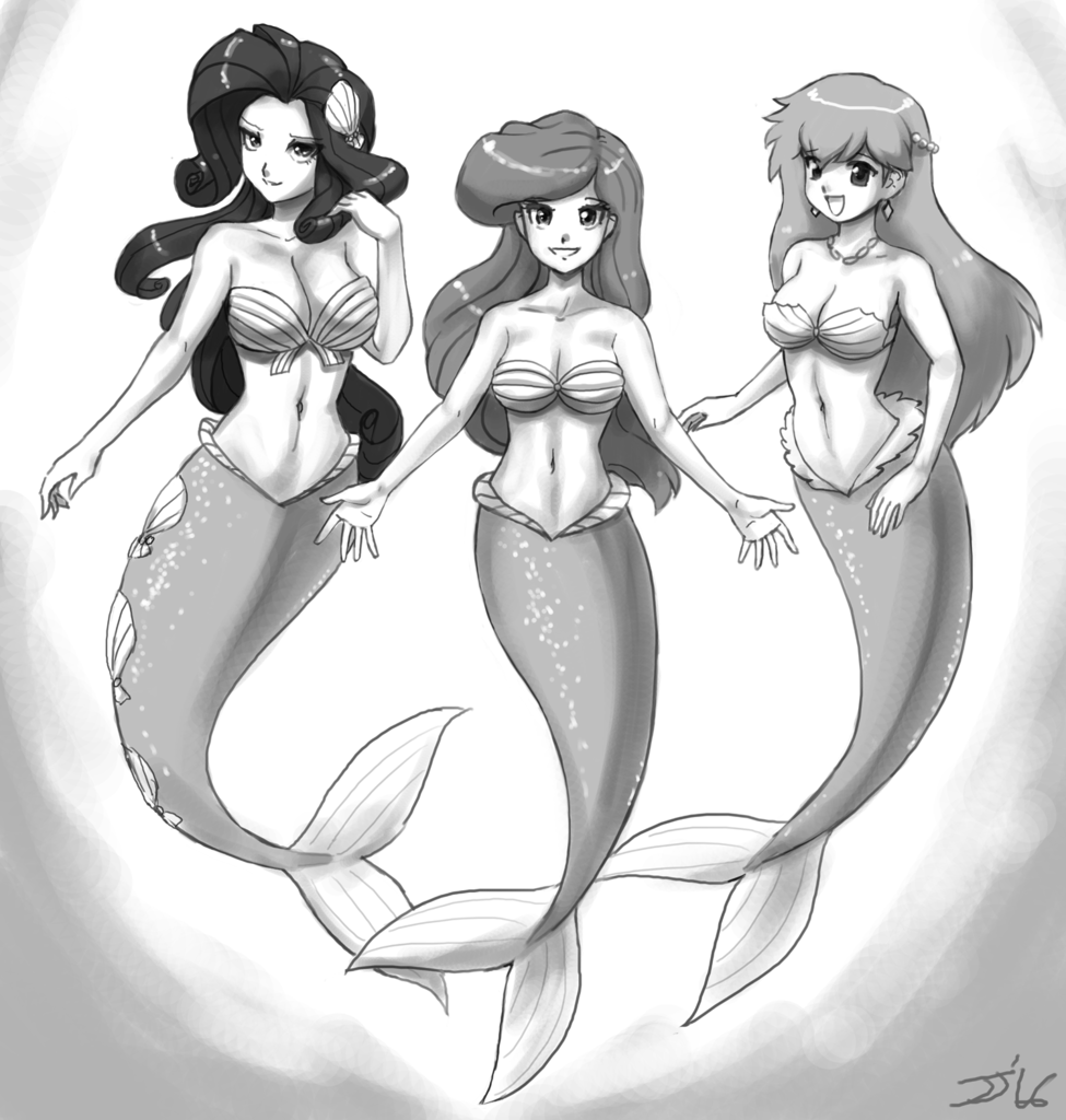 #1137395 - safe, artist:johnjoseco, rarity, human, mermaid, ariel, belly bu...