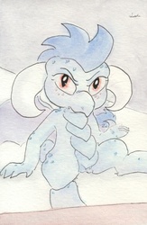 Size: 671x1028 | Tagged: safe, artist:slightlyshade, princess ember, dragon, g4, female, looking at you, solo, traditional art