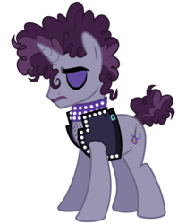 Size: 2500x3000 | Tagged: safe, artist:cheezedoodle96, prance (g4), undertone, pony, unicorn, g4, the mane attraction, .svg available, background pony, chest hair, clothes, high res, male, memorial, ponified, prince (musician), rest in peace, rest in purple, sad, simple background, solo, stallion, svg, transparent background, vector, vest