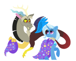 Size: 1280x1024 | Tagged: safe, artist:carouselunique, discord, trixie, pony, unicorn, g4, crack shipping, female, interspecies, male, mare, shipping, straight, trixcord