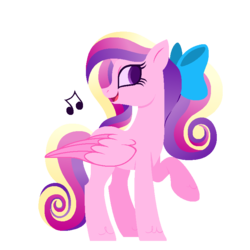 Size: 768x768 | Tagged: safe, artist:carouselunique, princess cadance, g4, bow, cute, cutedance, female, hair bow, music notes, pegasus cadance, simple background, singing, solo, teen princess cadance, transparent background