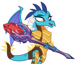 Size: 4375x3691 | Tagged: safe, artist:sketchmcreations, princess ember, dragon, g4, gauntlet of fire, armor, bloodstone scepter, dragon armor, dragon lord ember, dragoness, female, inkscape, open mouth, simple background, solo, transparent background, vector